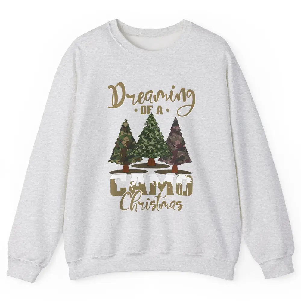 Christmas Tree Dreaming Of A Camo Christmas Veteran Gift Unisex Crewneck Sweatshirt