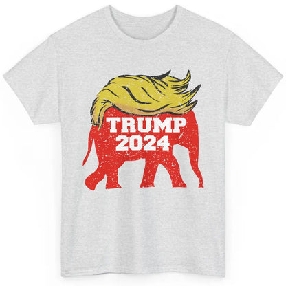 Trump 2024 Republican Elephant With Trump Hair Funny Trump Classic Unisex T-Shirt