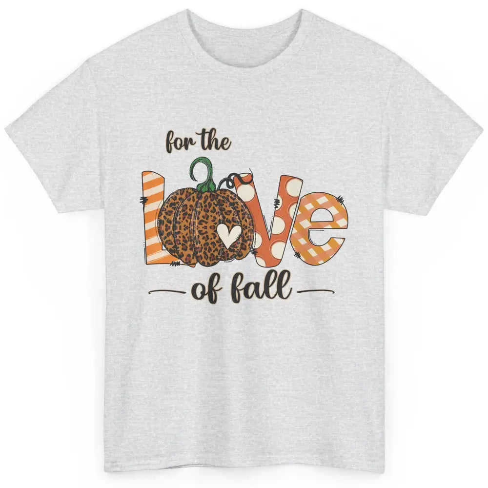 Retro Love Fall Y'All Leopard Pumpkin Heart Halloween Fall Classic Unisex T-Shirt