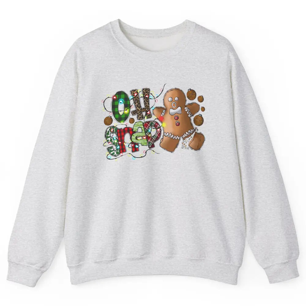 Funny Gingerbread Broken Oh Snap Western Christmas Leopard Unisex Crewneck Sweatshirt