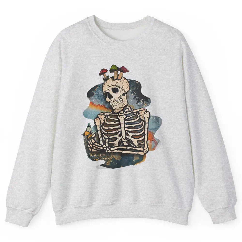 Vintage Skeleton Bundle Mushroom Plant Lovers Gardeners Gift Unisex Crewneck Sweatshirt