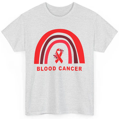 Blood Cancer Awareness Floral Red Ribbon Cute Rainbow Classic Unisex T-Shirt