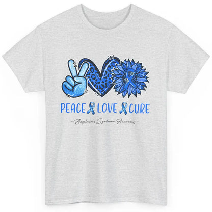 Angelman's Syndrome Blue Ribbon Peace Love Cure Sunflower Classic Unisex T-Shirt