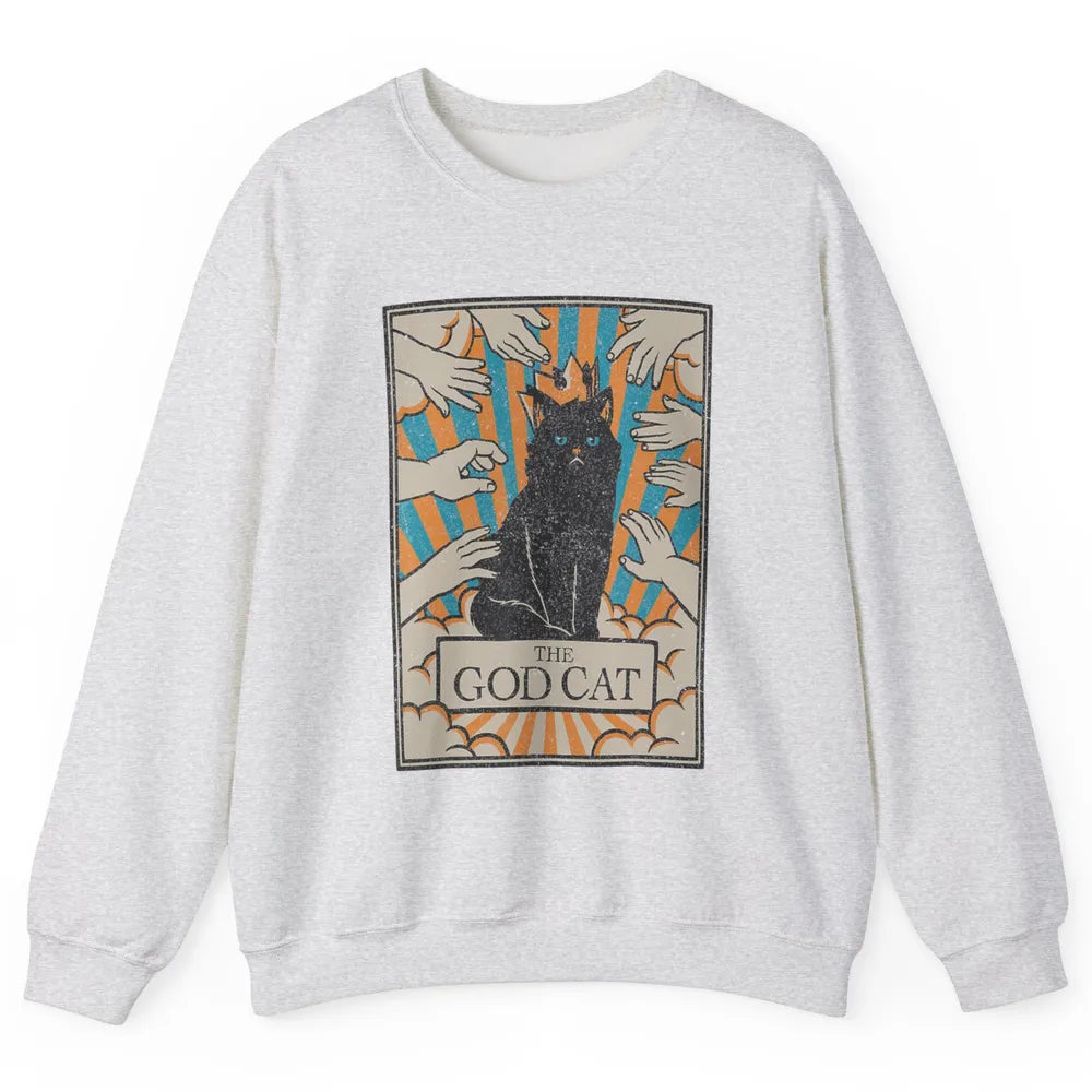 Astrology The God Cat Goth Tarot Card Reader Witchy Black Cat Gothic Sarcastic Unisex Crewneck Sweatshirt