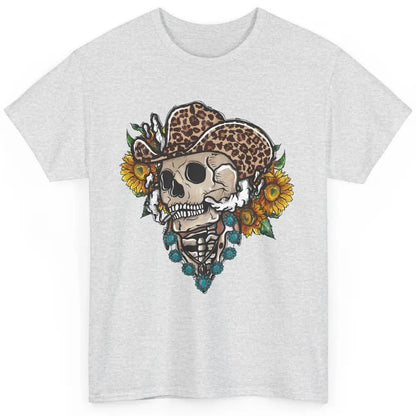 Sunflower Leopard Cowboy Skull Gemstone Western Country Gift Classic Unisex T-Shirt