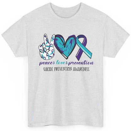 Suicide Prevention Awareness Ribbon Peace Love Prevention Classic Unisex T-Shirt