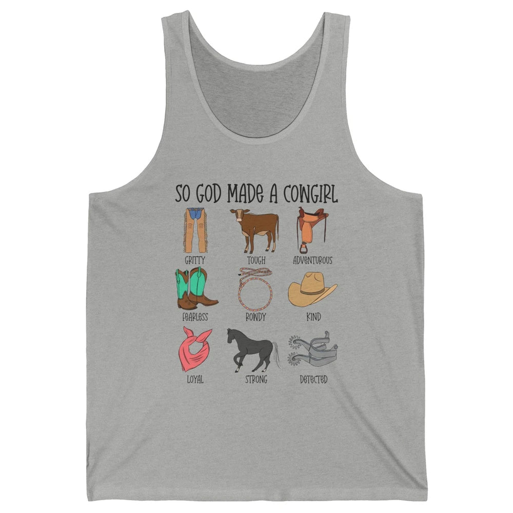 So God Made A Cowgirl Boot Hat Rodeo Western Country Cowgirl Unisex Jersey Tank