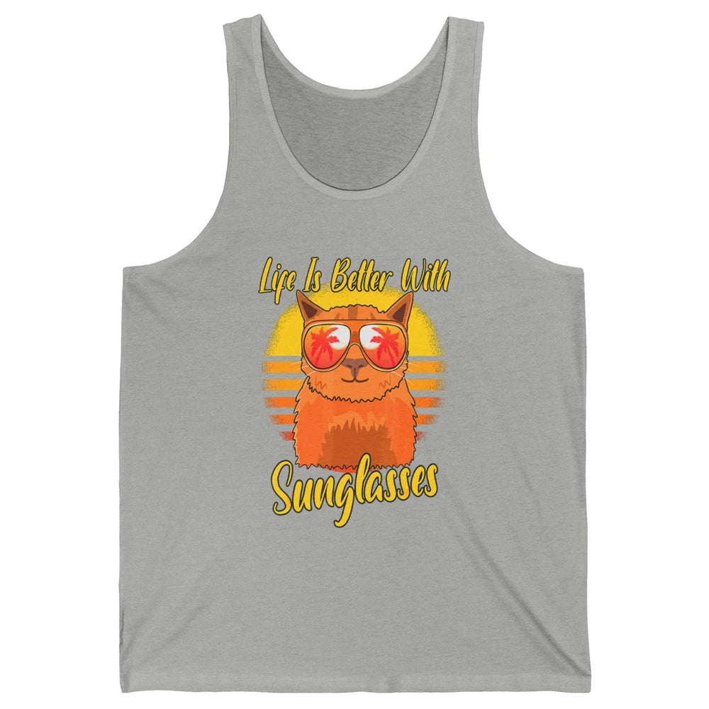 Better Sunglasses Orange Cat Summer Holiday Beach Vacation Unisex Jersey Tank