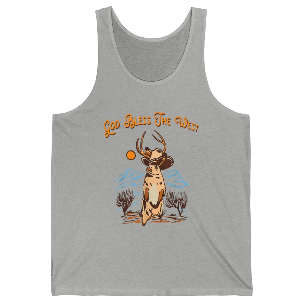 Western Country God Bless Vintage Cowboy Deer Music Desert Unisex Jersey Tank