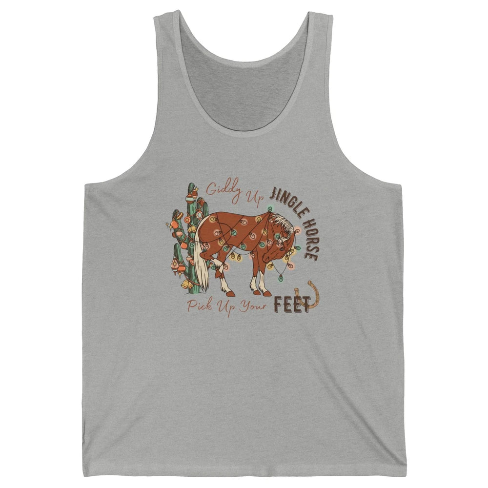 Giddy Up Jingle Horse Pick Up Your Feet Christmas Lights Unisex Jersey Tank