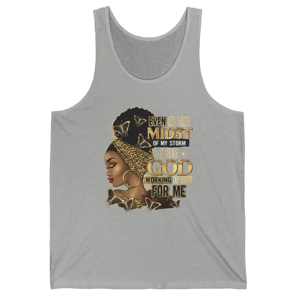 Black Girl In The Midst Of Storm Afro Woman Christian Belief Unisex Jersey Tank