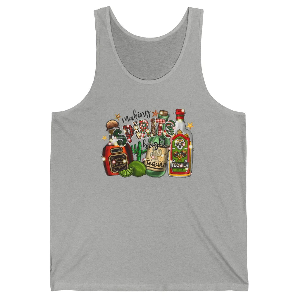 Making Spirits Bright Christmas Drinks Tequila Western Xmas Unisex Jersey Tank