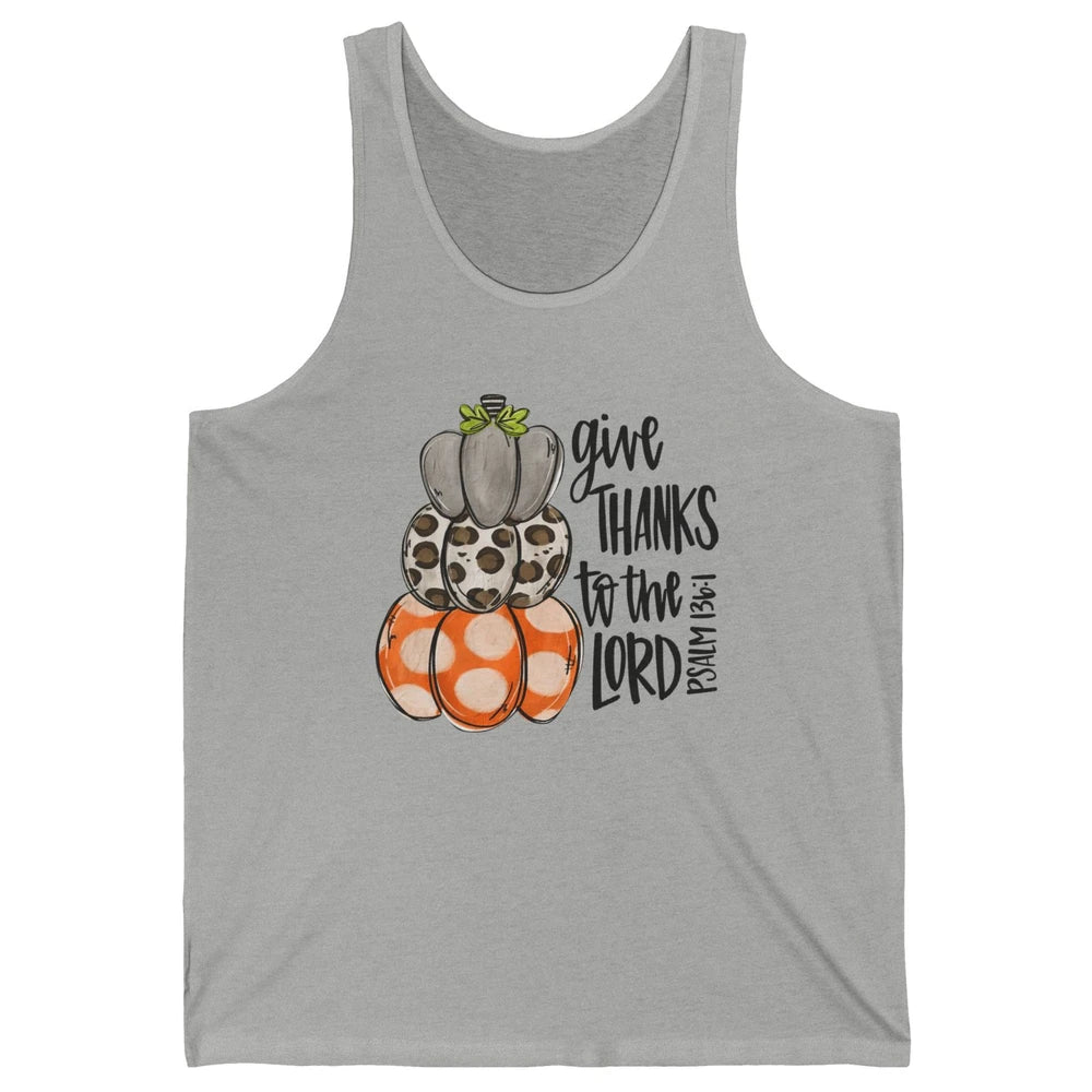 Retro Pumpkin Give Thanks To The Lord Christian Thanksgiving Unisex Jersey Tank