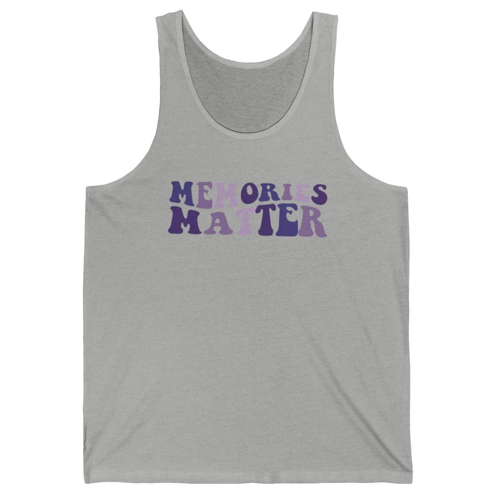 Alzheimer Awareness Groovy Memories Matter Purple Warrior Unisex Jersey Tank