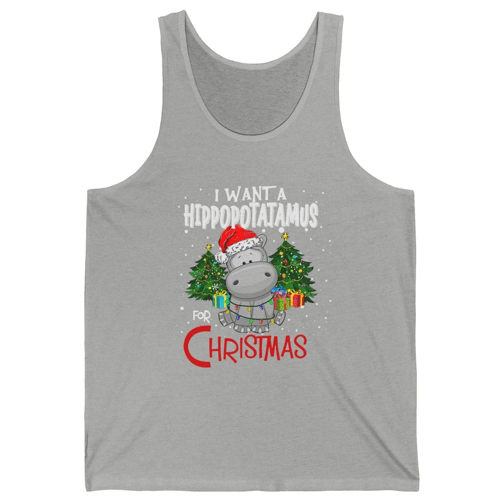 Funny I Want A Hippopotamus For Christmas Tree Hippo Santa Unisex Jersey Tank