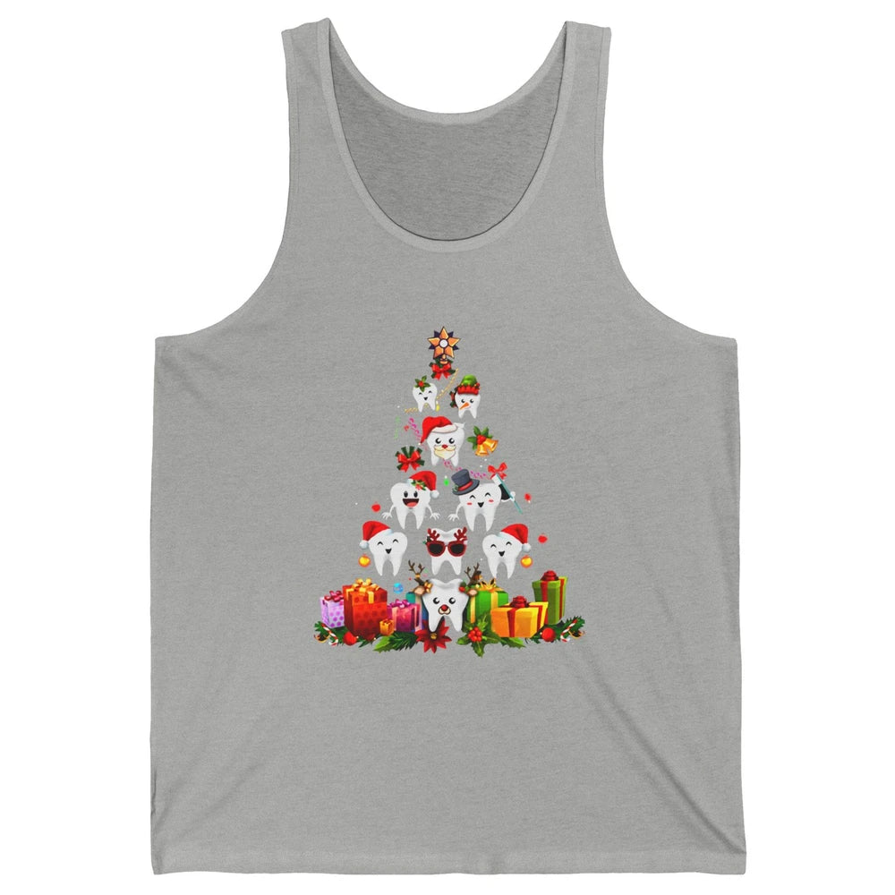 Funny Dentist Cute Teeth Christmas Tree Dental Christmas Unisex Jersey Tank