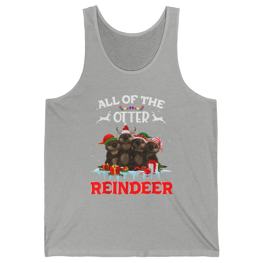 Merry Christmas All Of Otter Reindeer Funny Xmas Santa Hat Unisex Jersey Tank