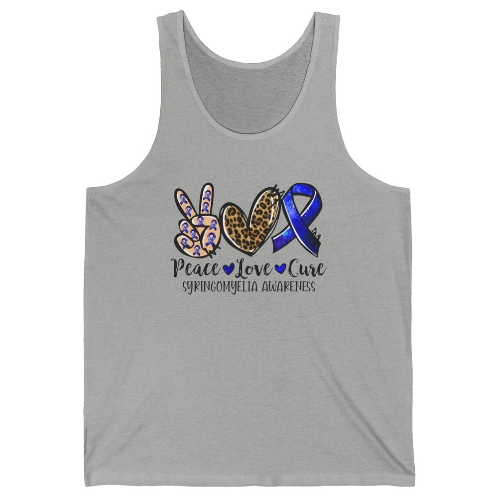 Syringomyelia Awareness Blue Ribbon Peace Love Cure Unisex Jersey Tank