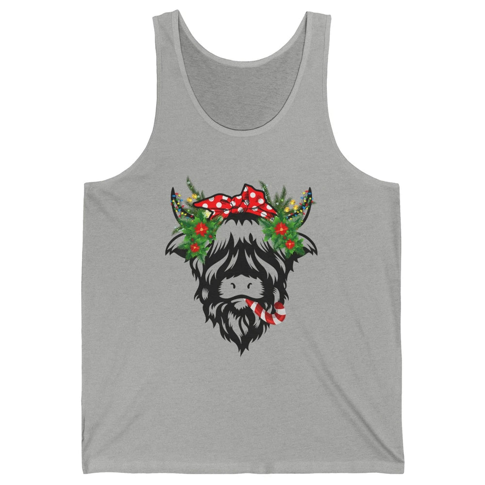 Highland Cow Funny Christmas Tree Xmas Farming Farm Animal Unisex Jersey Tank