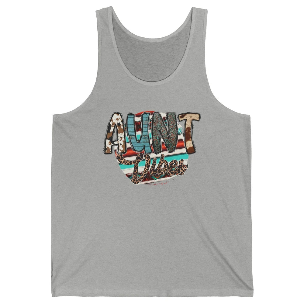 Aunt Vibes Cowhide Leopard Turquoise Western Country Auntie Unisex Jersey Tank