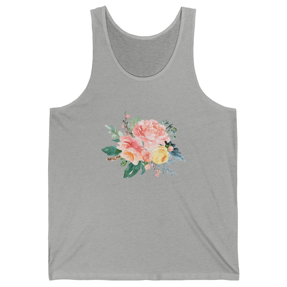 Watercolor Peony Flower Bouquet Botanical Garden Wildflower Unisex Jersey Tank