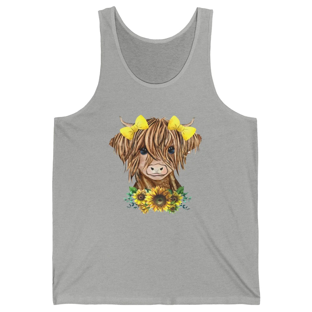 Baby Highland Cow Sunflower Western Country Heifer Cattles Unisex Jersey Tank