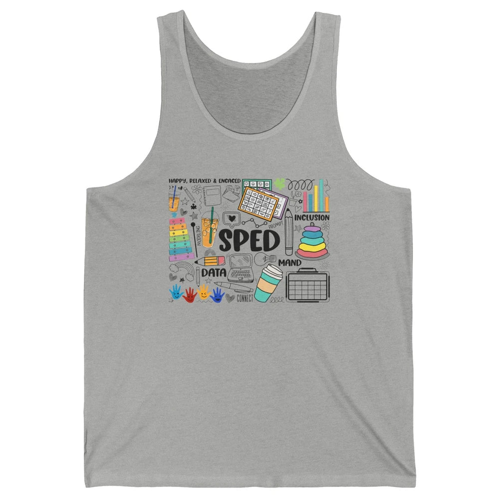 Special Education Teacher Happy Relax Encaced Inclusion Unisex Jersey Tank