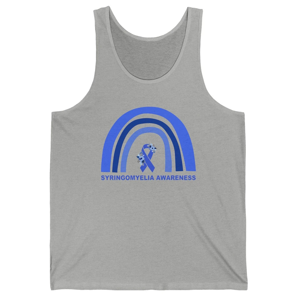 Syringomyelia Awareness Floral Blue Ribbon Rainbow Unisex Jersey Tank