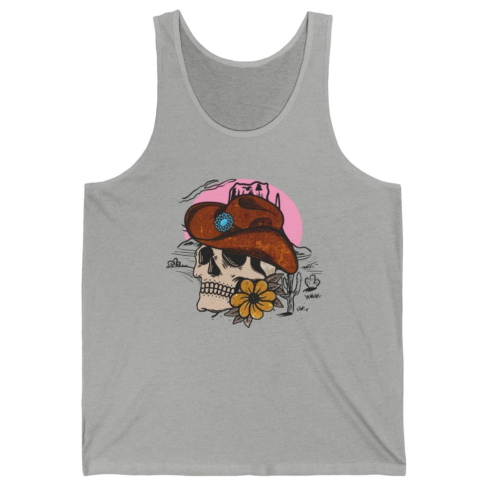 Skull Desert Cactus Cowboy Gemstone Hat Western Country Girl Unisex Jersey Tank