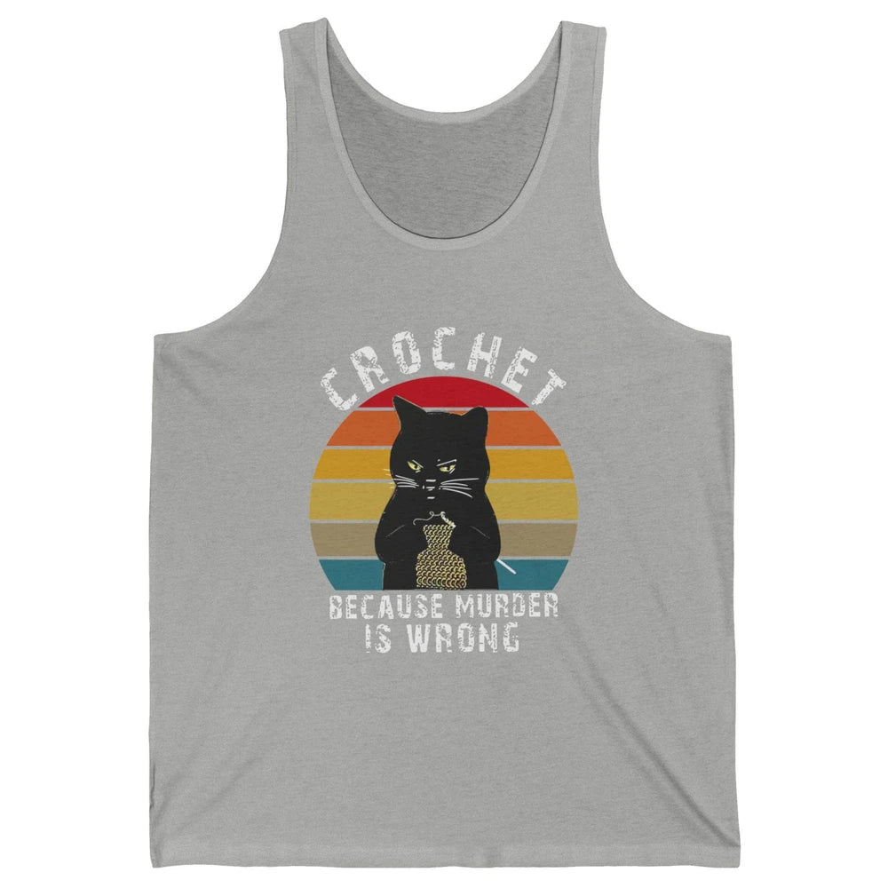 Vintage Black Cat Crochet Because Murder Is Wrong Crocheting Unisex Jersey Tank