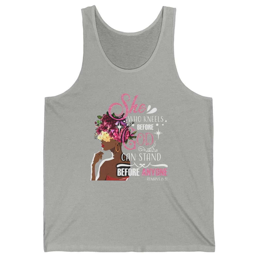 Black Girl She Who Kneels Before God Christian Afro Women Unisex Jersey Tank