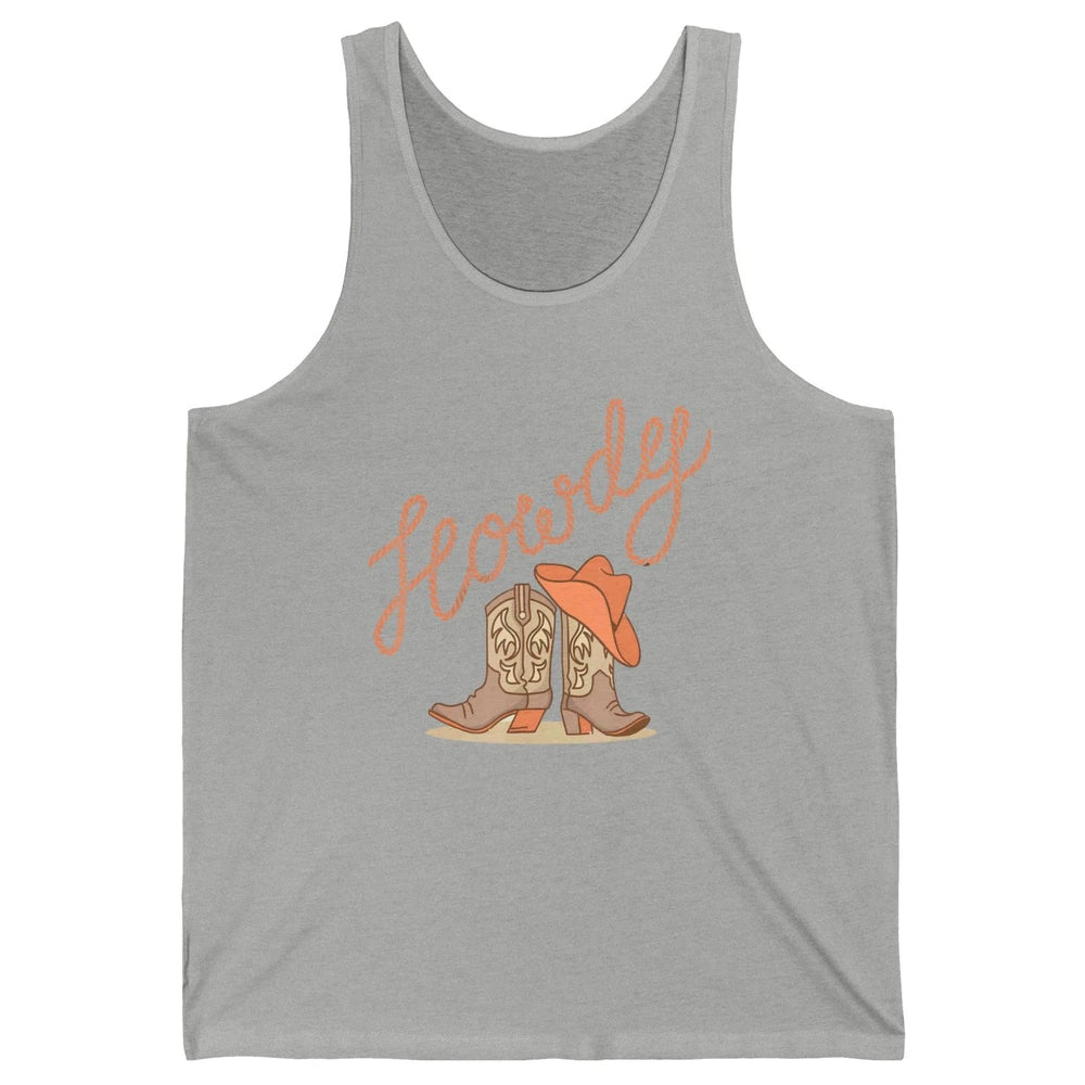 Vintage Cowboy Boots Howdy Rodeo Cowgirl Western Country Unisex Jersey Tank