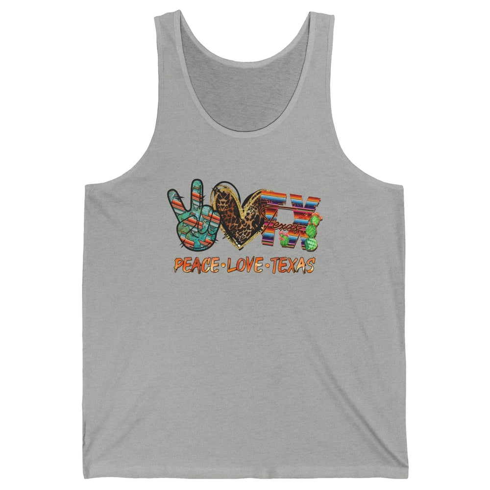 Retro Peace Love Texas Leopard Western Country Desert Cactus Unisex Jersey Tank