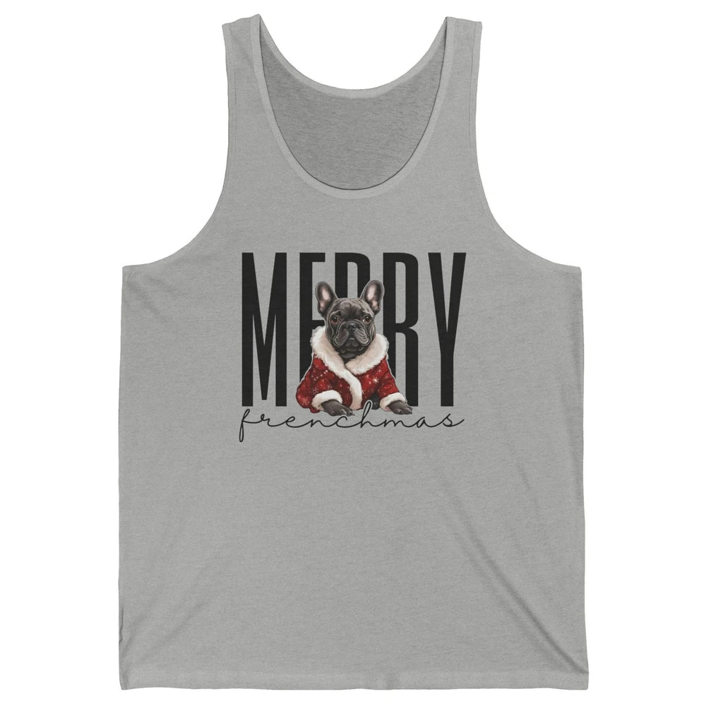 Funny French Bulldog Merry Frenchmas Christmas Dog Mom Unisex Jersey Tank