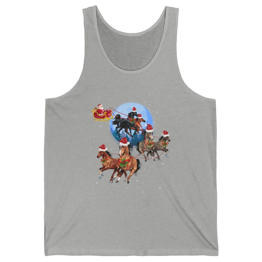 Merry Christmas Horse Drawn Sleigh Riding Santa Claus Xmas Unisex Jersey Tank