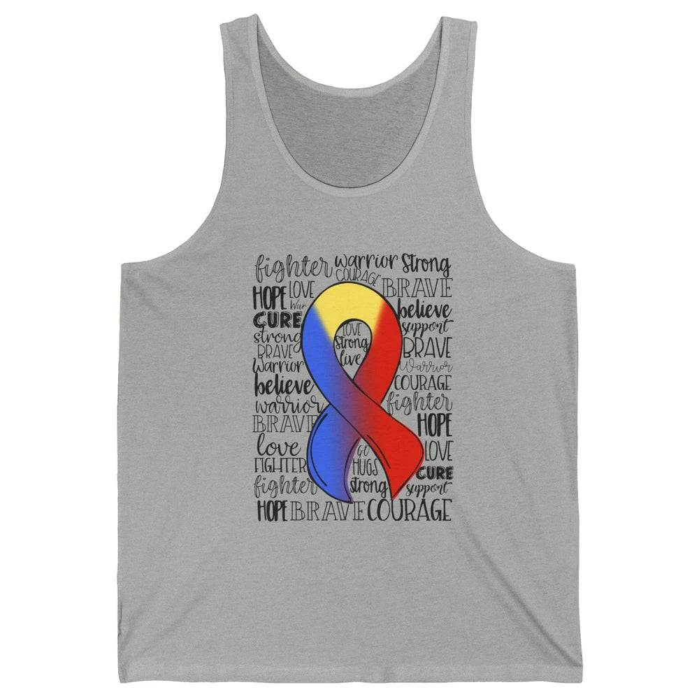 Thoracic Outlet Syndrome Awareness Blue Red Ribbon Hope Love Unisex Jersey Tank