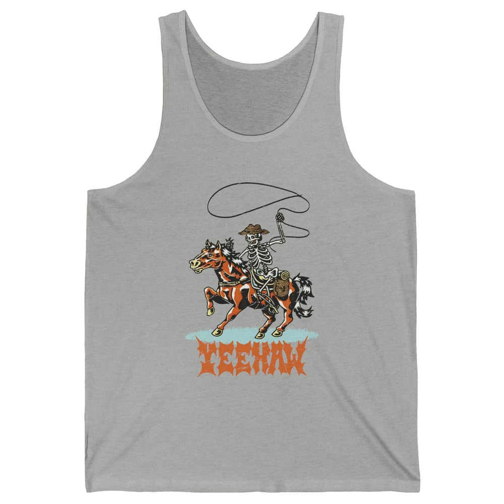 Retro Skeleton Cowboy Yeehaw Western Country Cowgirl Horses Unisex Jersey Tank