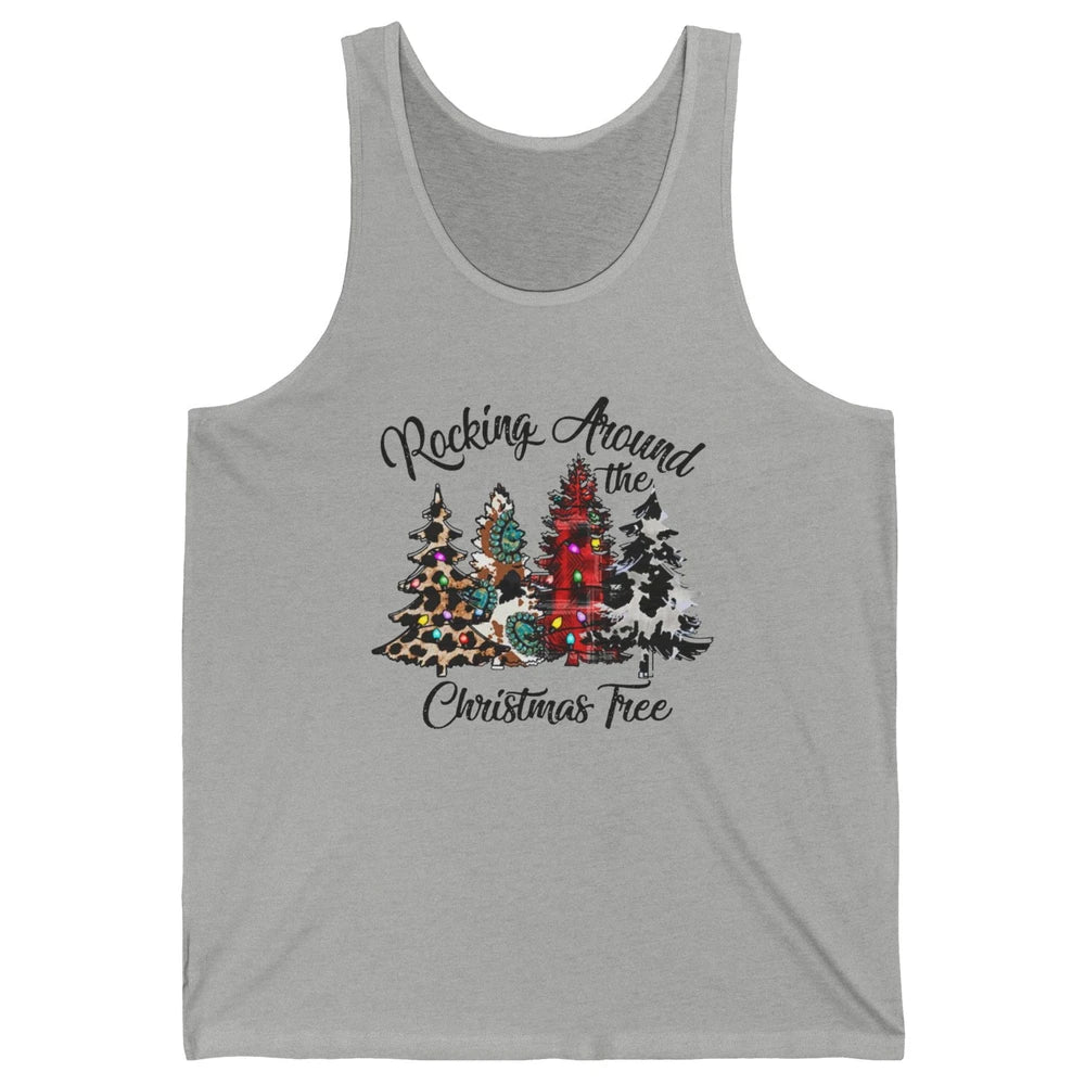 Leopard Christmas Tree Rocking Around Christmas Tree Western Unisex Jersey Tank