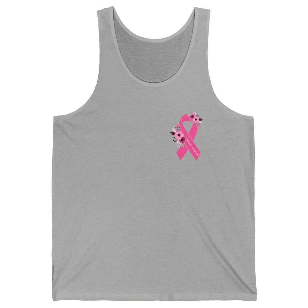 Breast Cancer Awareness Floral Pink Ribbon Pocket Size Gift Unisex Jersey Tank