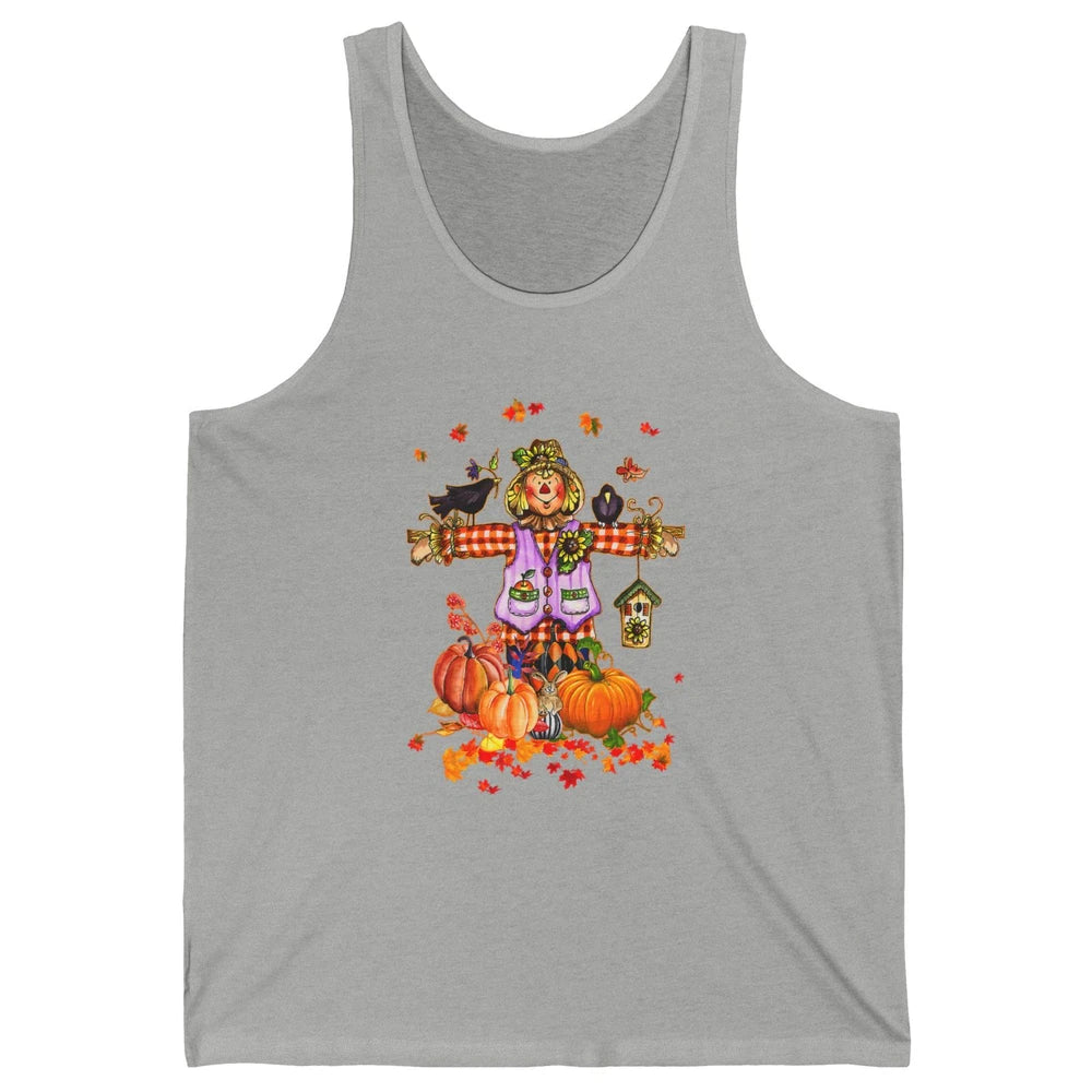 Scarecrow Autumn Hello Fall Pumpkin Thanksgiving Halloween Unisex Jersey Tank