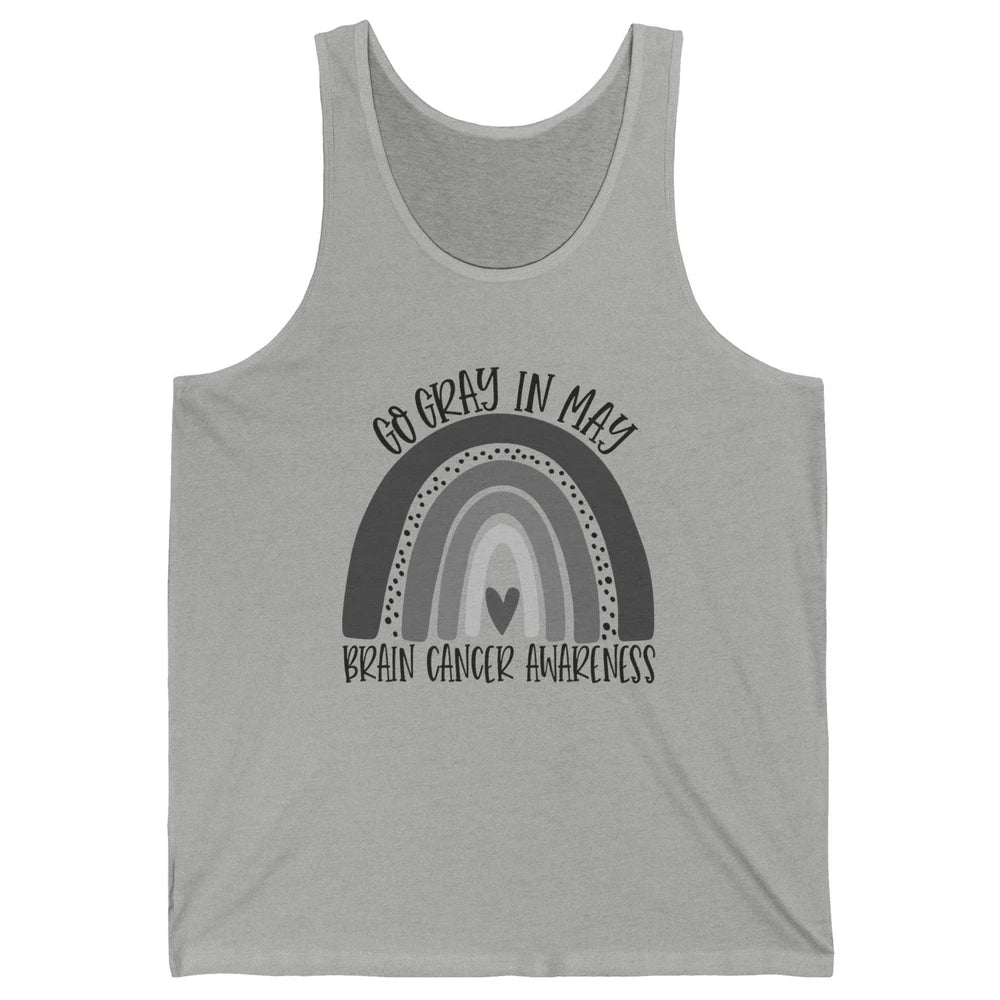 Brain Cancer Awareness Go Gray In May Gray Rainbow Heart Unisex Jersey Tank