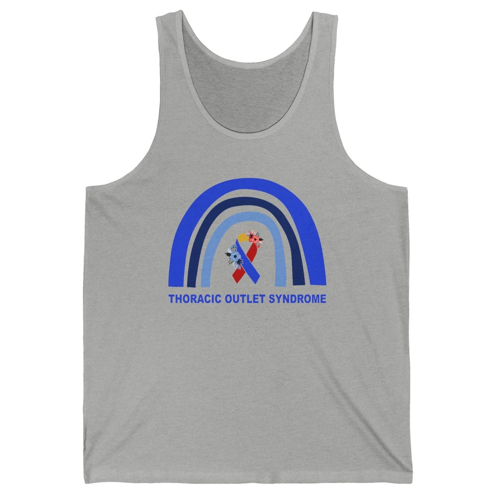 Thoracic Outlet Syndrome Awareness Floral Blue Red Ribbon Unisex Jersey Tank