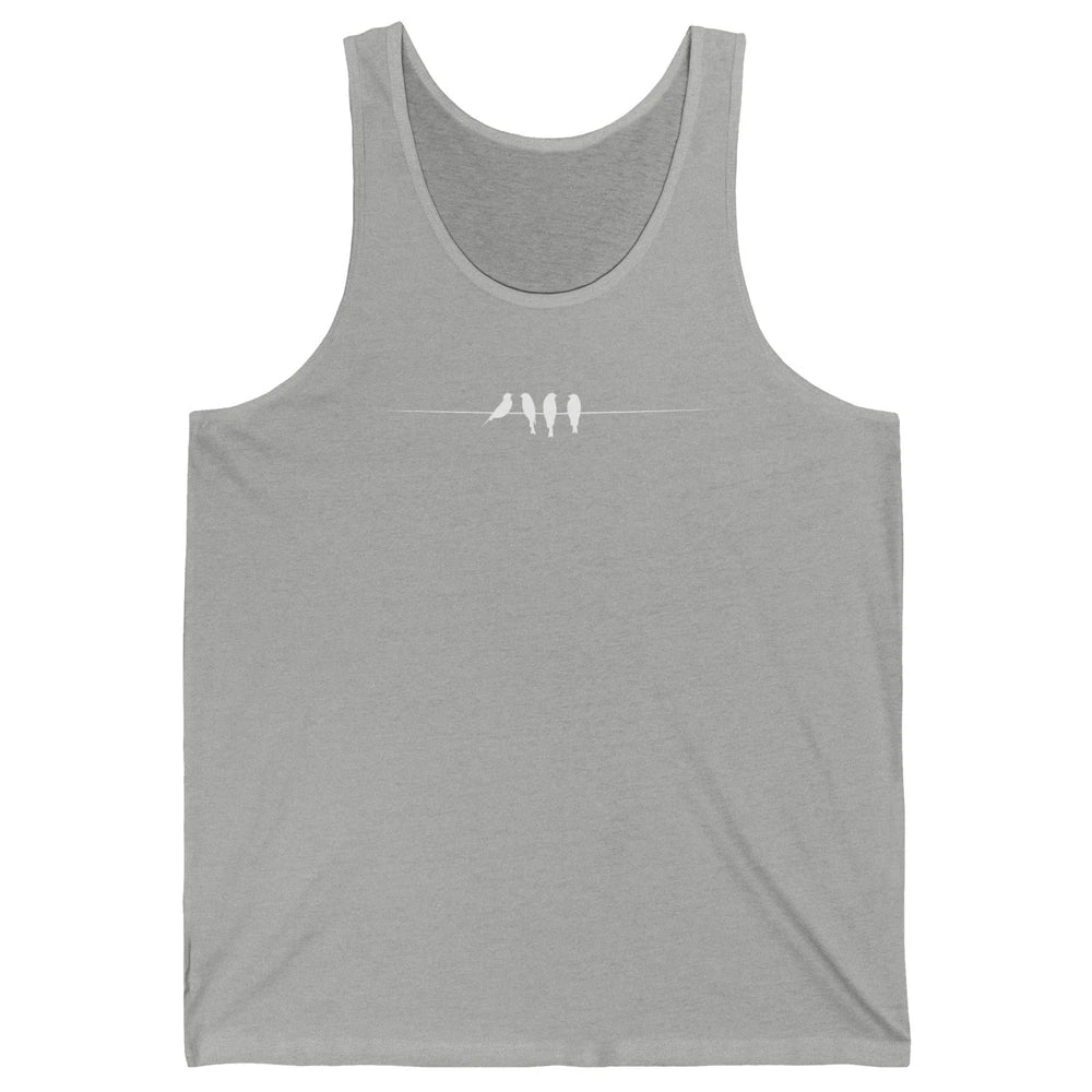 Birds On Wire Nature Minimalist Birds Lovers Ornithologist Unisex Jersey Tank