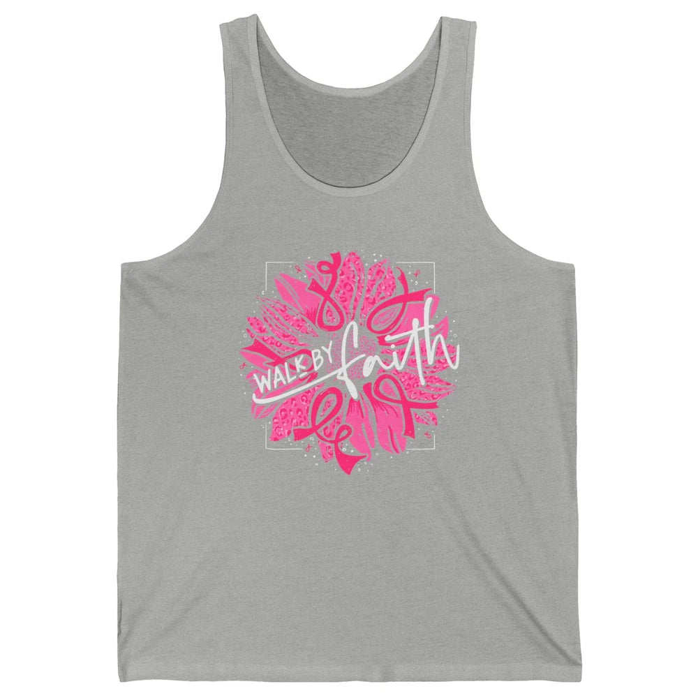 Walk By Faith Breast Cancer Awareness Pink Ribbon Sunflower Unisex Jersey Tank