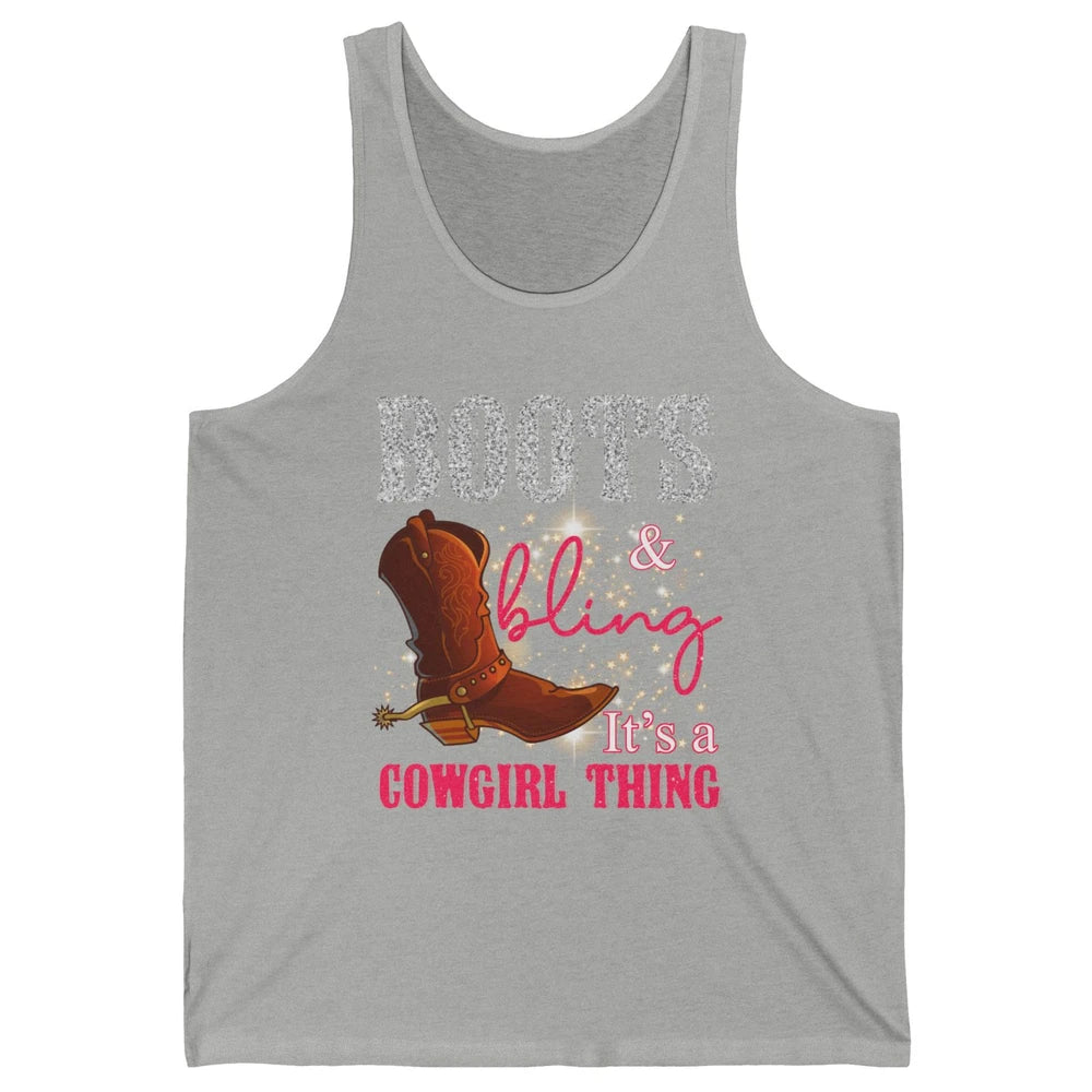 Western Country Cowgirl Thing Boots Bling Women Rodeo Cowboy Unisex Jersey Tank