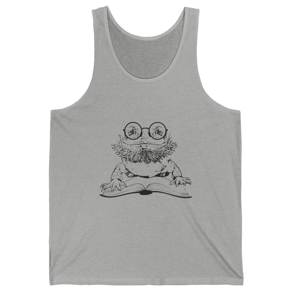 Bearded Dragon Glasses Reading Books Bookworm Funny Animal Unisex Jersey Tank