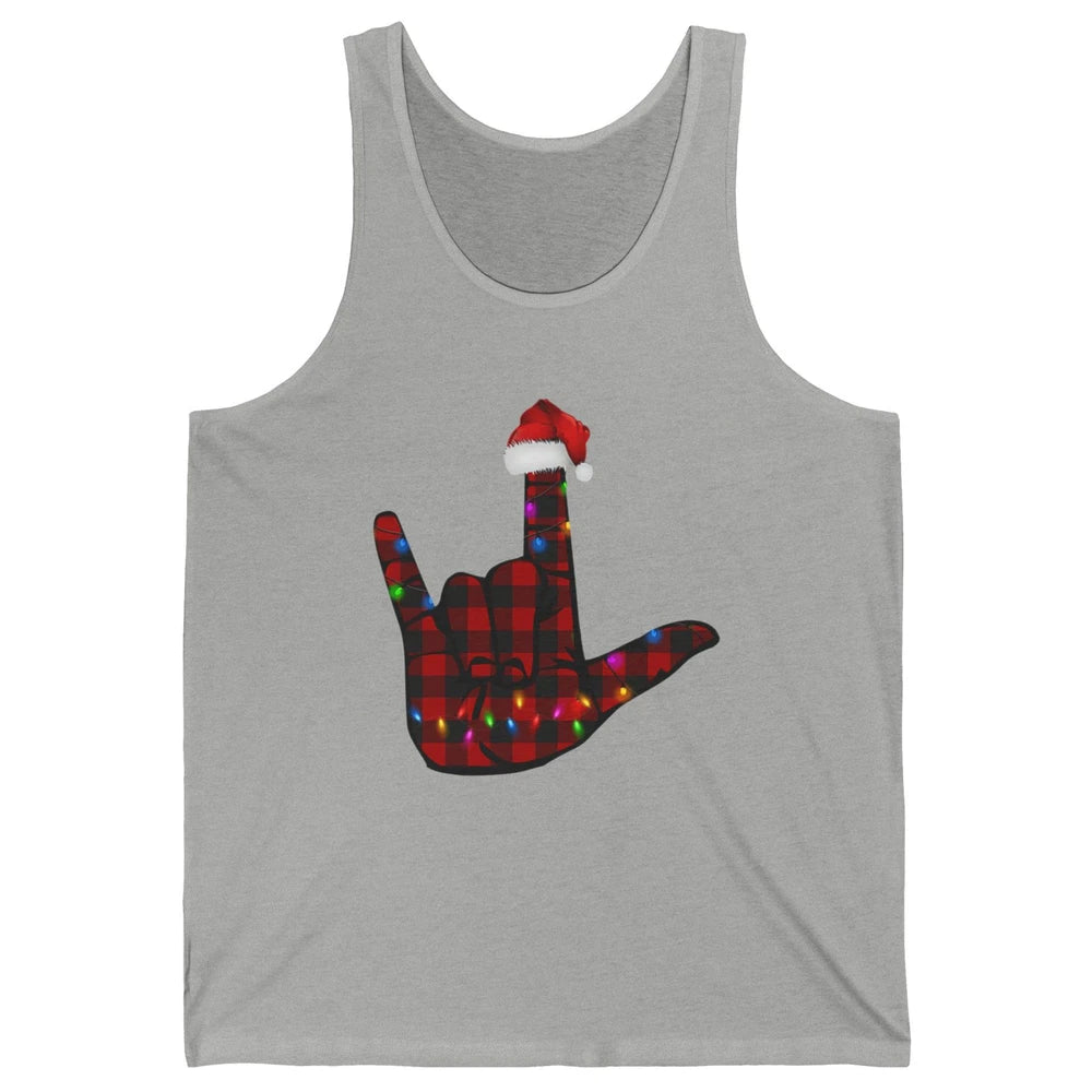 Merry Christmas Hand Sign Language Deaf Xmas Santa Hat ASL Unisex Jersey Tank