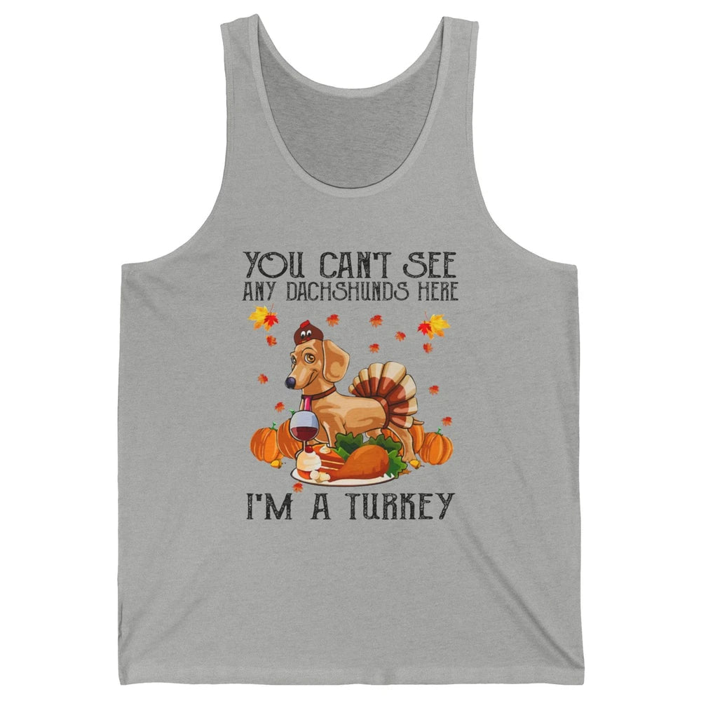 Funny Dachshund I'm A Turkey Happy Thanksgiving Fall Pumpkin Unisex Jersey Tank