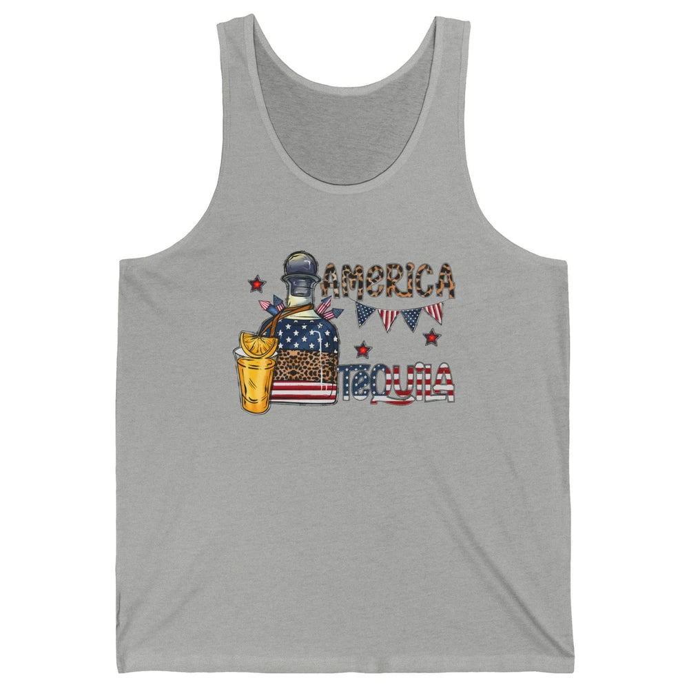 America Tequila Leopard Western Country 4th Of July Party Unisex Jersey Tank