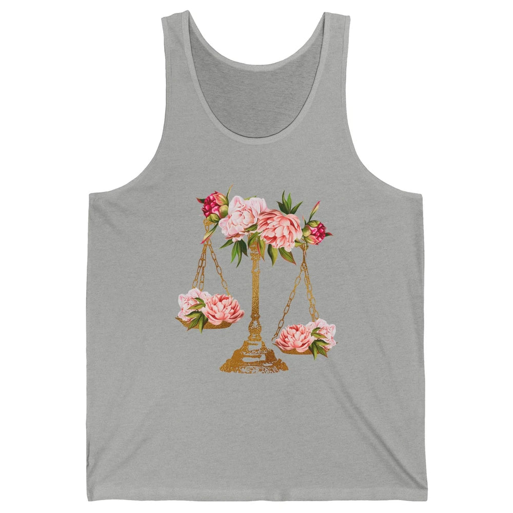 Wildflowers Lawyer Office Scales Decor Justice Law School Unisex Jersey Tank